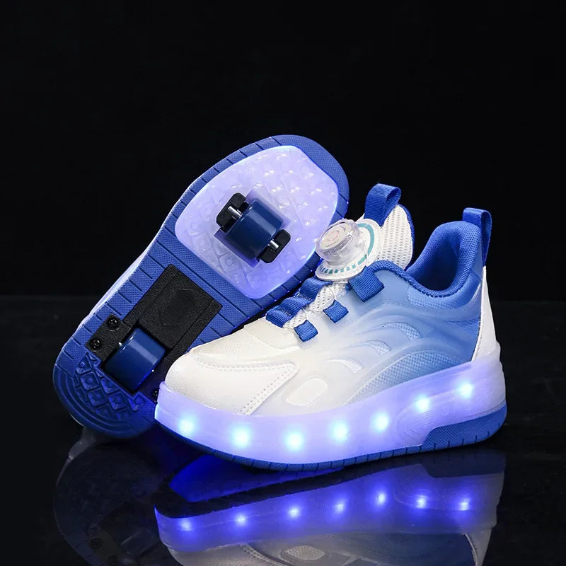 Tênis Patins Infantil com Luz LED | Tênis Patins Com Rodas Duplas