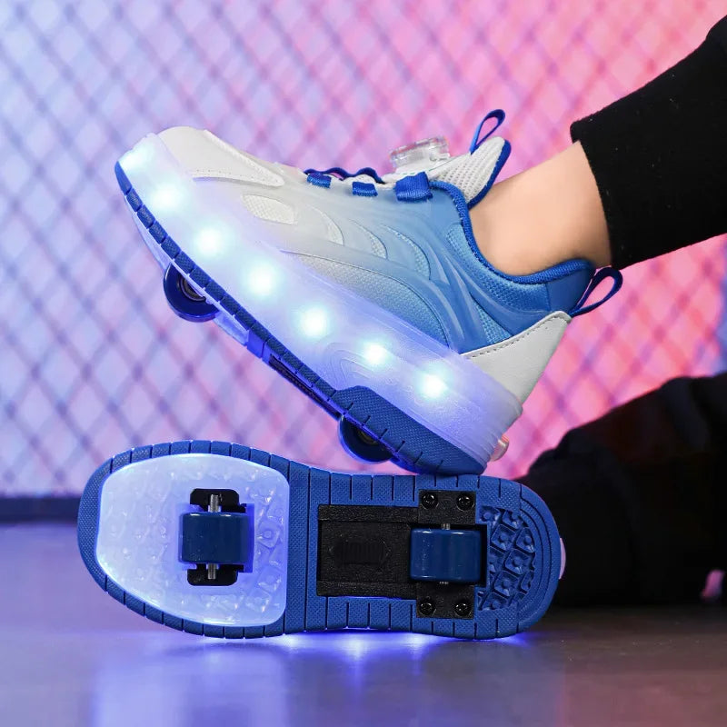 Tênis Patins Infantil com Luz LED | Tênis Patins Com Rodas Duplas